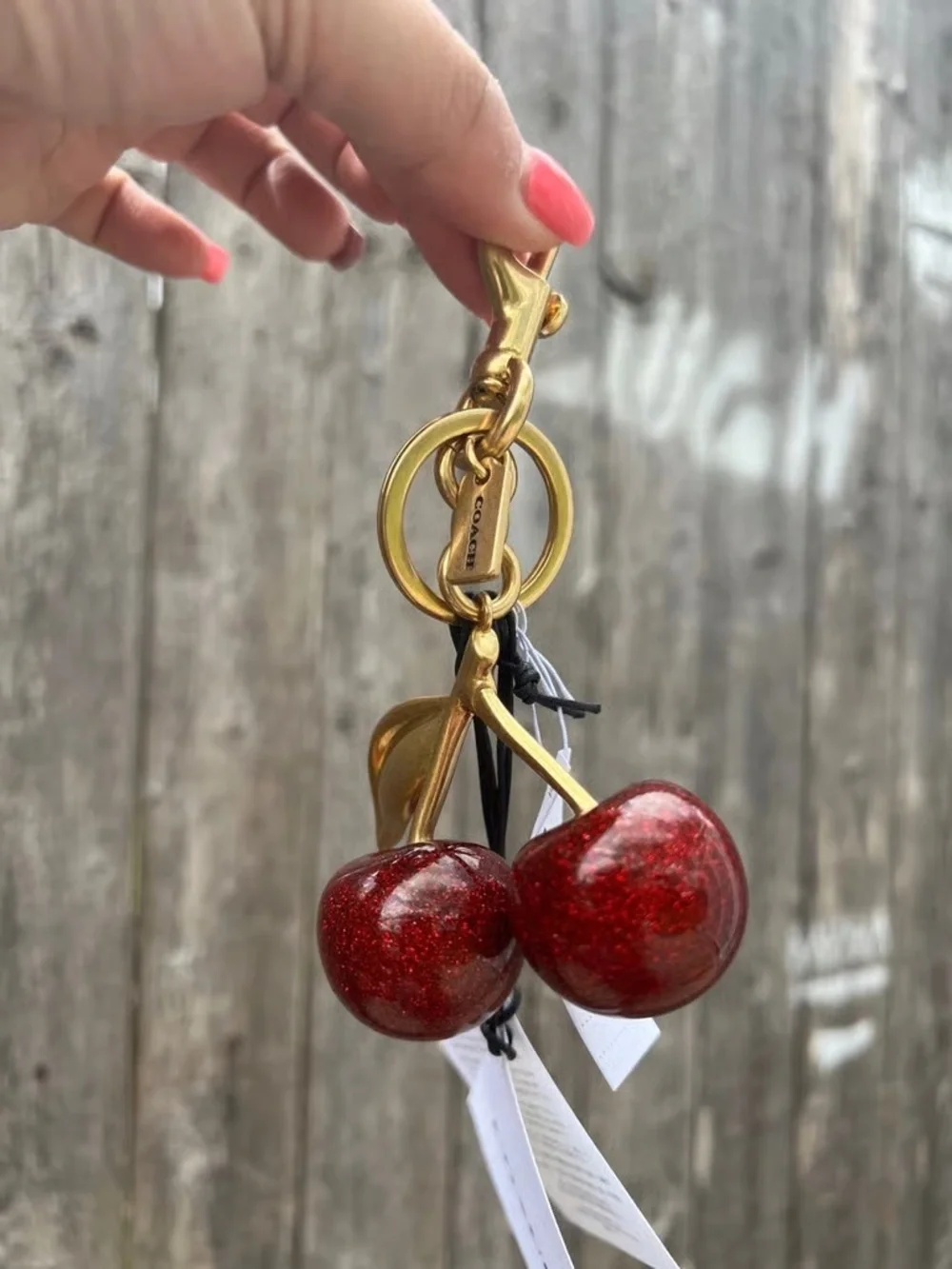 Coach Red Cherry Bag Charm with Gold-Tone Hardware
